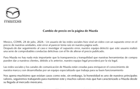 ERROR PRECIO MAZDA 2