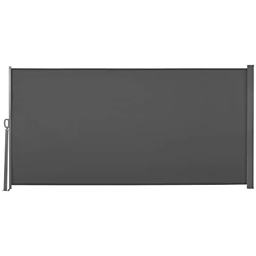 Outsunny Toldo Lateral Retráctil 300x160 cm Pantalla Enrollable Mampara de Privacidad Impermeable y Anti-UV Protege la Privacidad para Jardín Balcón Terraza Gris