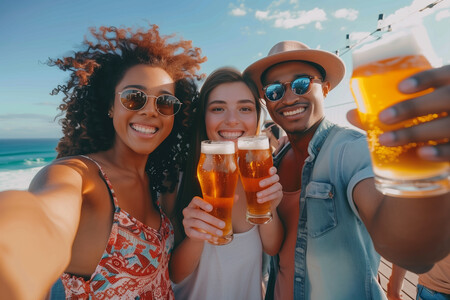 Happy Friends Toasting With Beer