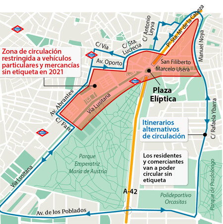 Mapa ZBE de Plaza Elíptica en Madrid