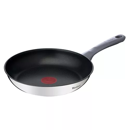 Tefal Daily Cook - Sartén de 24 cm, Apto inducción, antiadherente, revestimiento titanio, Thermo-signal,apto lavavajillas y horno, acero inoxidable
