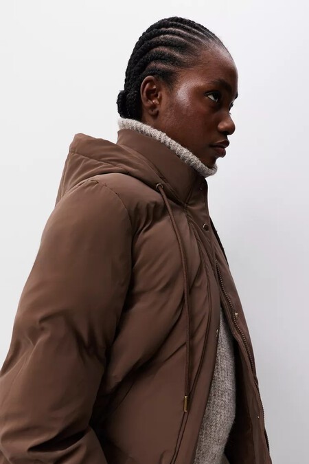 Abrigo Acolchado Plumas Barato Bonito Marron Lefties Calentito Invierno Barato