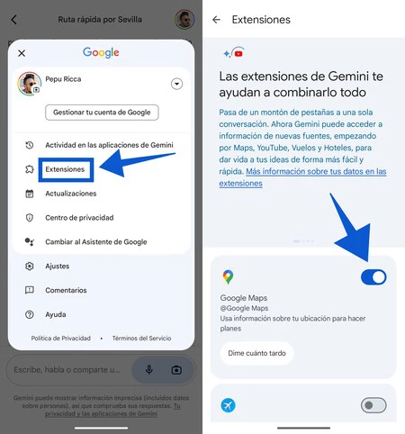 Maps Gemini アクティベート拡張機能