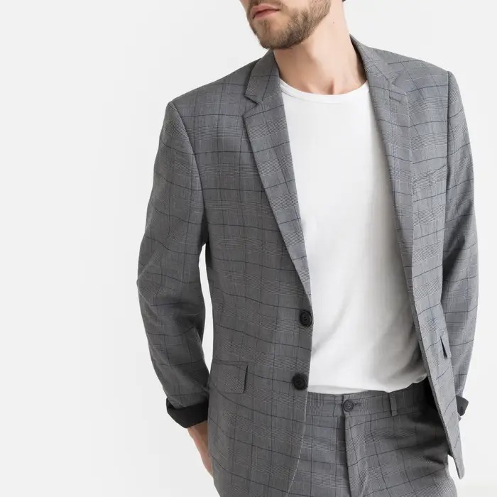 Chaqueta de traje con corte slim a cuadros