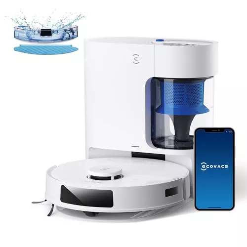 ECOVACS DEEBOT N20 Plus Robot Aspirador y fregasuelos, Potencia de succión de 8000 Pa, estación Dustbagless PureCyclone, Anti-enredos de Pelo, Tiempo de Funcionamiento de hasta 300 Minutos