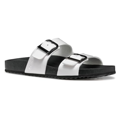 Geox D BRIONIA R M, Sandalia Plana Mujer, White, 38 EU