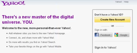 Yahoo permite acceder a sus servicios con cuentas de Google o Facebook