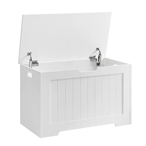 VASAGLE Puff Almacenaje, con 2 Bisagras de Seguridad, 76 x 40 x 48,5 cm