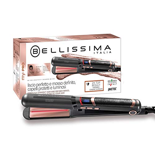 Bellissima Imetec My Pro Creativity Infrared B8 200, Plancha de pelo con tecnología de infrarrojos, revestimiento de las placas de cerámica y queratina, 11 niveles de temperatura