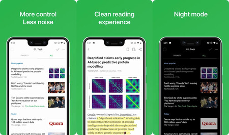 Capturas de pantalla promocionales de Feedly