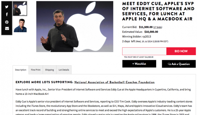 eddy cue apple subasta