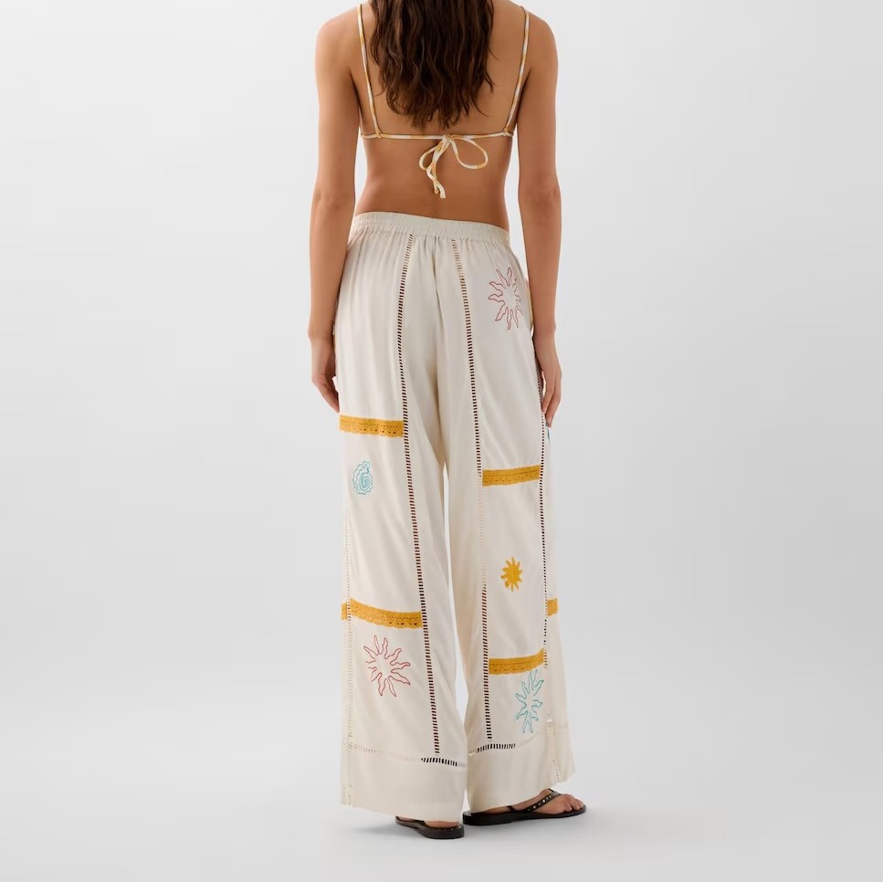 Pantalón fluido con bordados y cintura elástica de Scalpers

