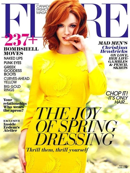 Christina Hendricks se gusta y se encanta vestida de amarillo