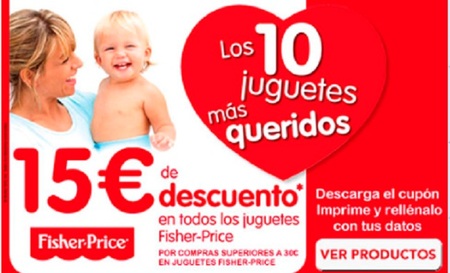 15 euros de descuento en artículos Fisher-Price en Toys 'r' us