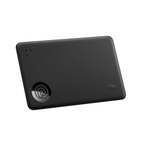 Tile by Life360 Slim - Localizador Bluetooth para Carteras, Etiquetas de Equipaje, pasaportes y más. Compatible con iOS y Android. Paquete de 1 (Negro)