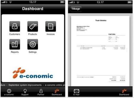 Aplicación para iOS de e-conomic, gestión online de la contabilidad