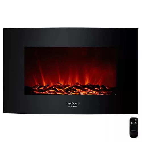 Cecotec Chimenea Eléctrica Decorativa 35” con Mando a Distancia Ready Warm 3510 Curved Flames