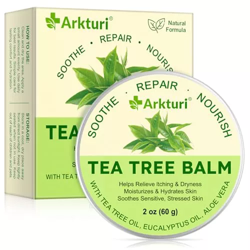 Bálsamo de aceite de árbol de té para piel y pies, 60 g, fórmula natural para calmar y cuidar, alivia el picor, la sequedad y las picaduras de insectos