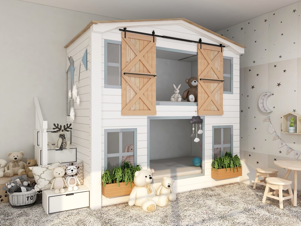 El mueble tres en uno de Leroy Merlin que convierte en un dormitorio precioso para los niños cualquier estancia (por muy pequeña que sea) 