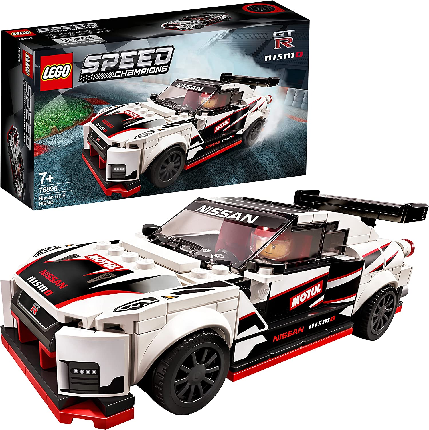 LEGO 76896 Speed Champions Nissan GT-R NISMO, Modelo de Coche de Carreras de Juguete para Niños 7 Años