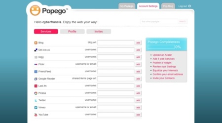 Popego, recibe recomendaciones en función de lo que publiques en otros sitios web