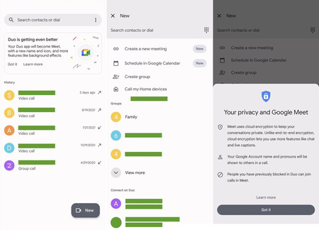 Fusión de Google Duo y Meet