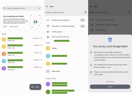 Google Duo と Meet の統合