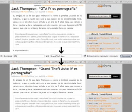 FoxReplace, busca y reemplaza desde Firefox