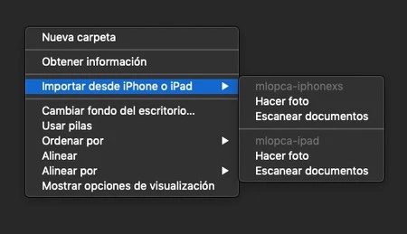 Menu Importar Desde Iphone