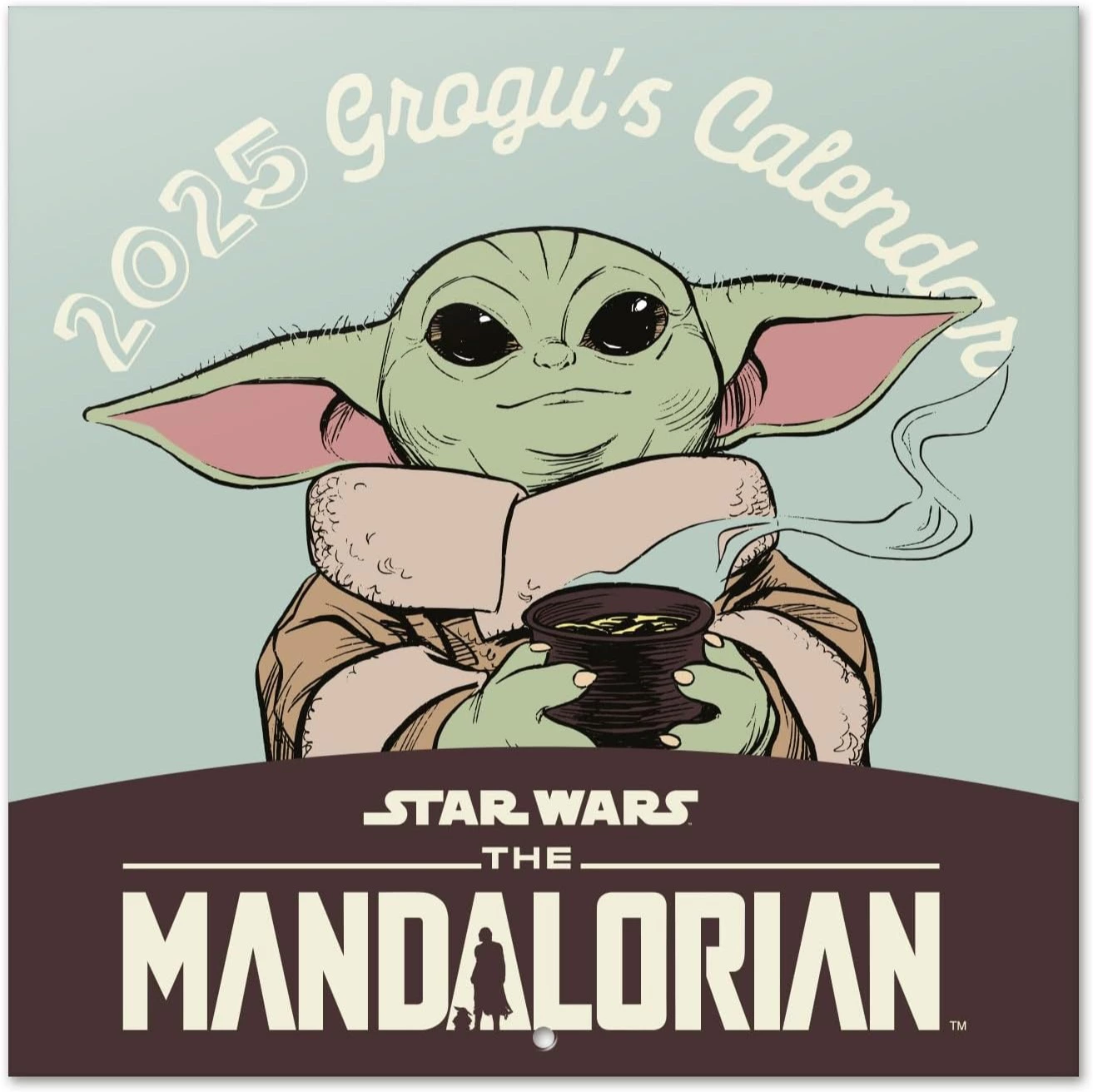 Calendario 2025 pared Star Wars The Mandalorian Grogu - Calendario pared, Planificador mensual: Con espacio para anotar e Ilustraciones (30x30 cm)
