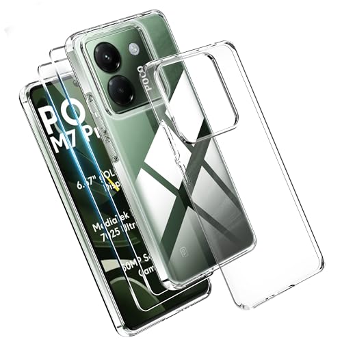 Effcotuo Funda para Xiaomi Poco M7 Pro 5G Cover con 2 Protector de Pantalla 