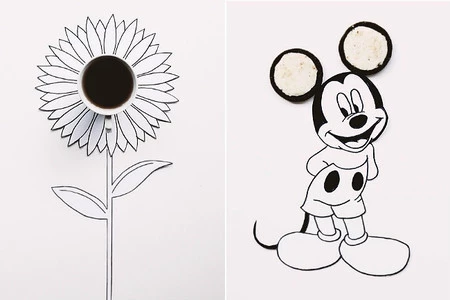 Jugando con café y galletas Oreo Yeirkif Abdullah crea divertidos dibujos