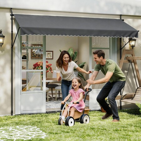 UISEBRT Toldo de sujeción con manivela de 300 cm de ancho, toldo para balcón sin agujeros, ajustable, protección UV, protección solar, resistente a la...