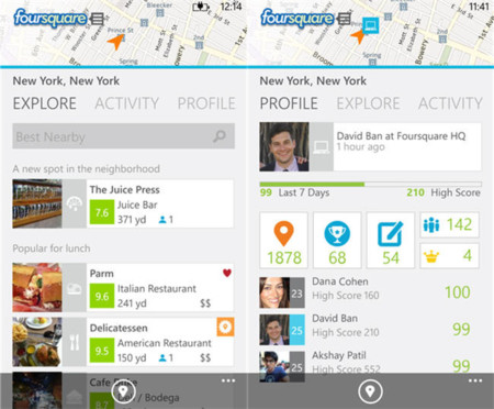Foursquare se actualiza para Windows Phone 8 y mima a los Lumia