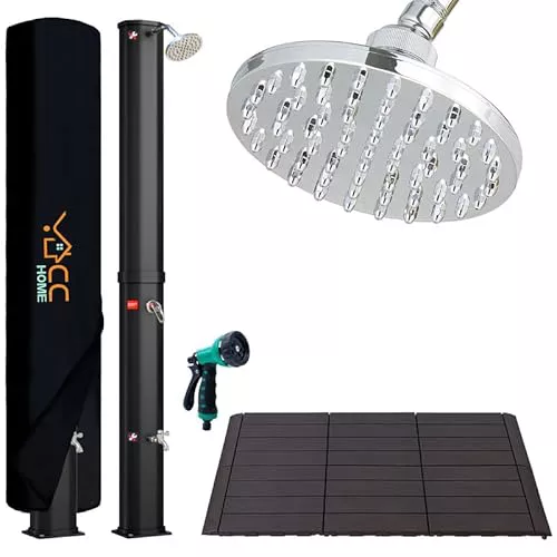 CCLIFE Ducha de Jardín Solar con Suelo de plástico de 40 litros 