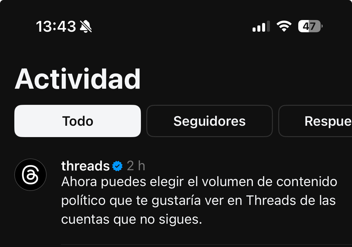El Threads Cómo limitar el contenido político de cuentas que no sigues en ...