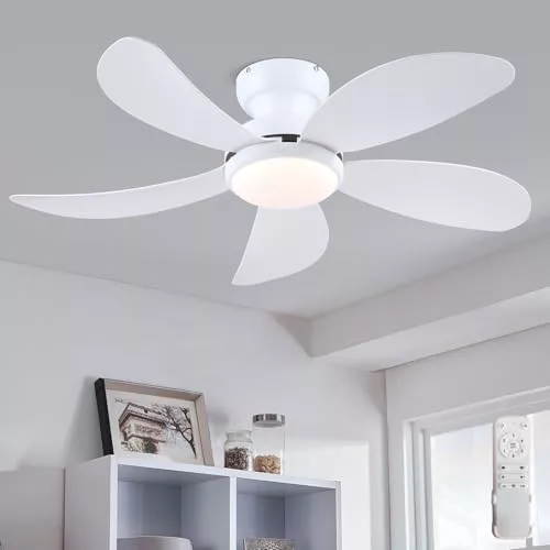 Kviflon Ventilador de Techo 107 cm con Luz LED y Mando a Distancia - Motor DC Silencioso y Reversible, 3 Colores de Luz Regulables, 6 Velocidades, Ventilador Moderno para Techo (Dormitorio y Cocina)