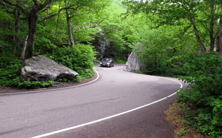 Una de las curvas de Smugglers' Notch (Ruta 108, Vermont)
