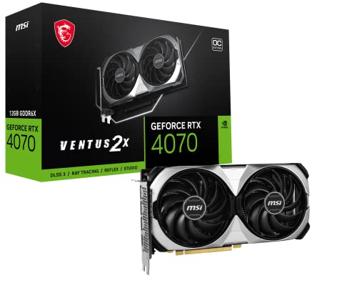 MSI GeForce RTX 4070 VENTUS 2X 12G OC Tarjeta Gráfica - RTX 4070 GPU, 12GB GDDR6X (21Gbps/192-bit), PCIe 4.0 - 2 x TORX Fan 4.0 - HDMI 2.1a, DisplayPort 1.4a