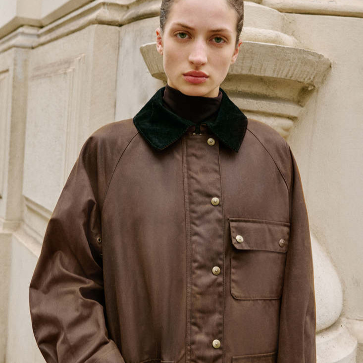 Parka cuello pana efecto encerado