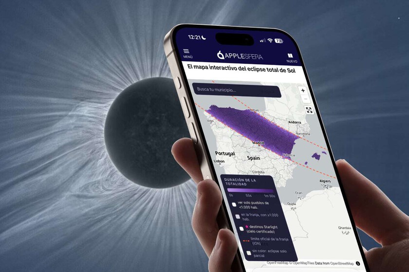 Así puedes acceder desde tu móvil al mapa definitivo del eclipse del 12 de agosto. Comprobarás con exactitud la mejor zona para verlo