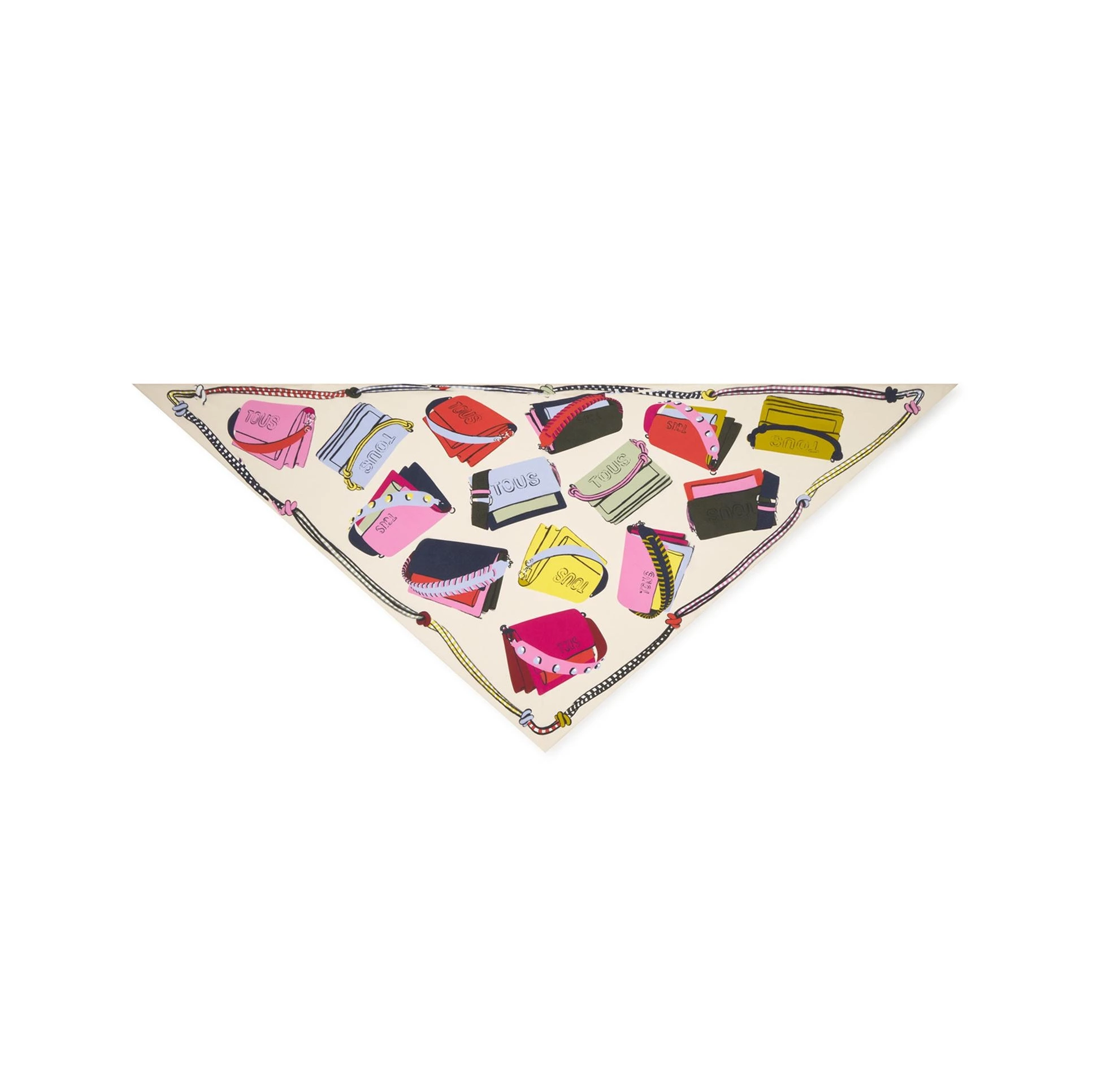 Pañuelo Tous Audree triangular estampado de bolsos