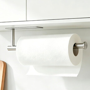 Este sencillo, pero eficaz accesorio mantiene el papel de cocina a mano sin que estorbe ni ocupe espacio en la encimera 