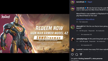 Codigo Marvel Rivals Iron Man Skin