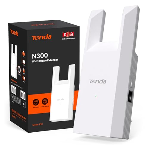 Tenda N300 Repetidor WiFi, Extensor Amplificador 2.4GHz 300Mbps, Instalación fácil