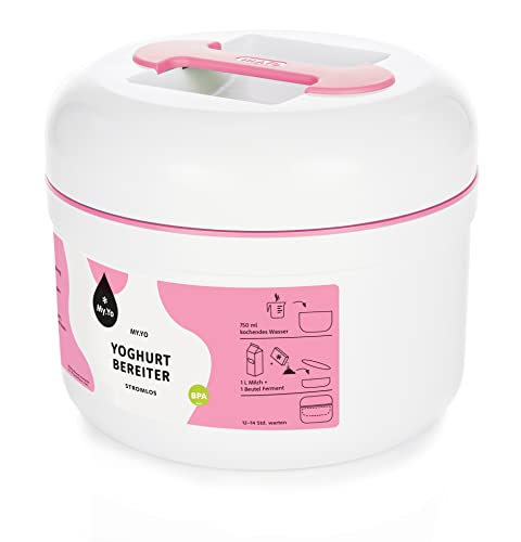 My.Yo - Yogurtera sin electricidad | Color crema/rosa, incluye 2 bolsas de fermentos orgánicos