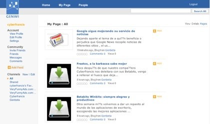 Genwi, red social y agregador de suscripciones en una misma aplicación web