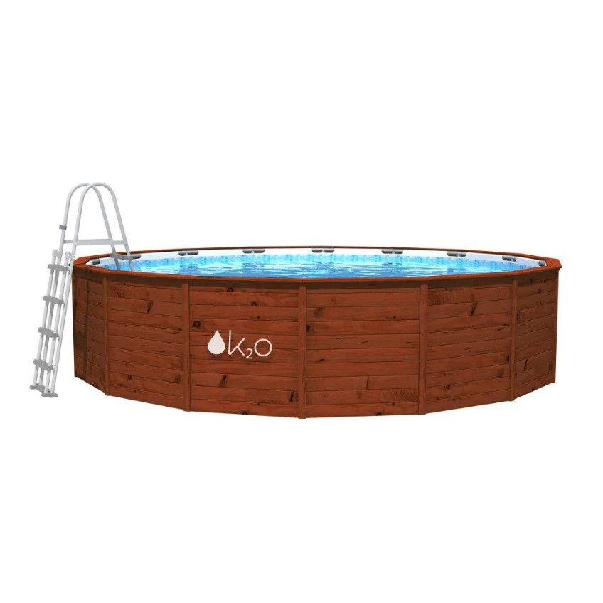 Piscina de madera hexagonal 4.75 x 1.22 m con depuradora de arena
