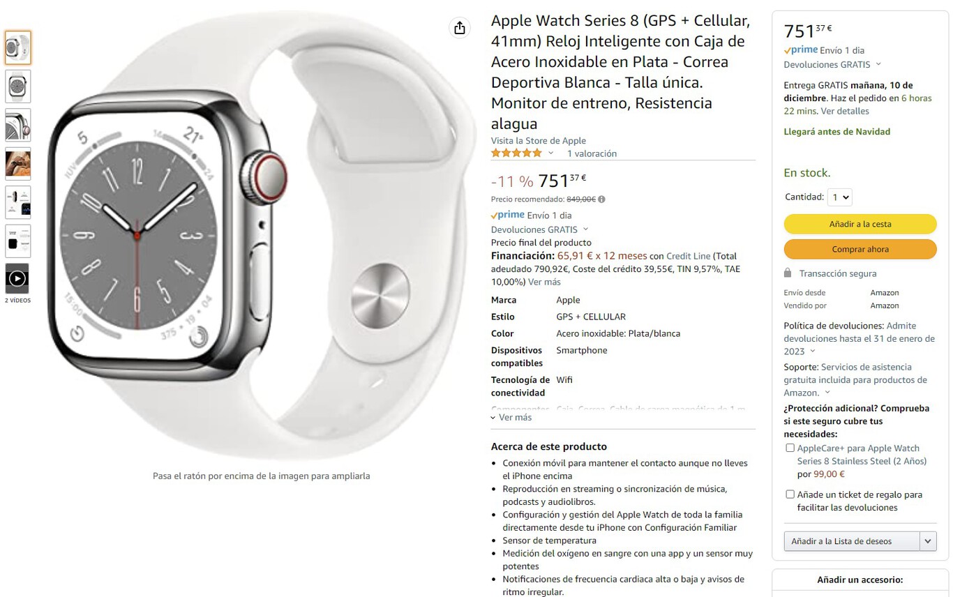 El último Apple Watch tiene una rebaja de casi 100 euros que lo deja a ...