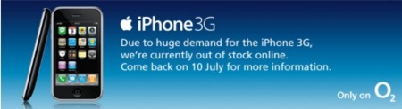 O2 tiene problemas de stock de iPhone 3G en Reino Unido